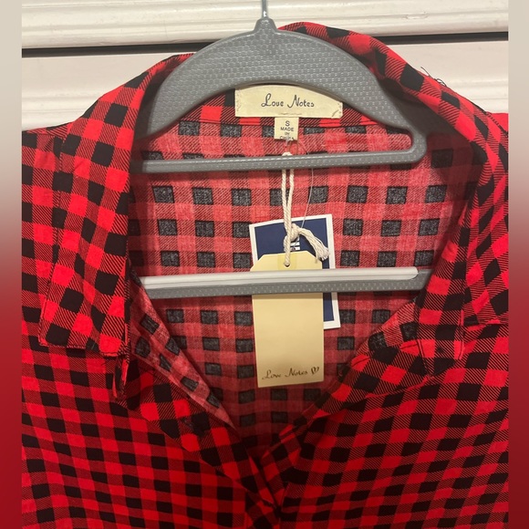 NWT love notes plaid button down, high-low shirt size small - Picture 2 of 4